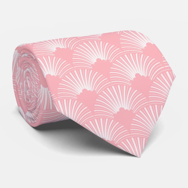 Rosa och vit Art Deco mönster 2 Neck Tie Slips (Rullad)