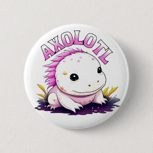 Rosa och vit Axolotl Personlig Knapp
