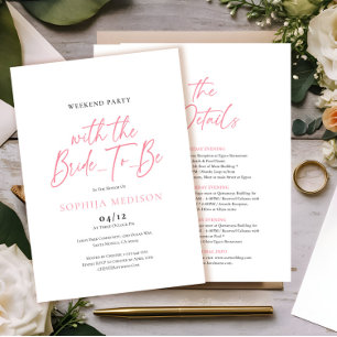Rosa och vit Bachelorette Helg Party Inbjudningar