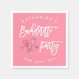 Rosa och vit Bachelorette Party Cocktail Pappersservett
