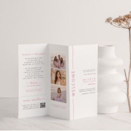 Rosa och vit Bat Mitzvah taltrippeprogram