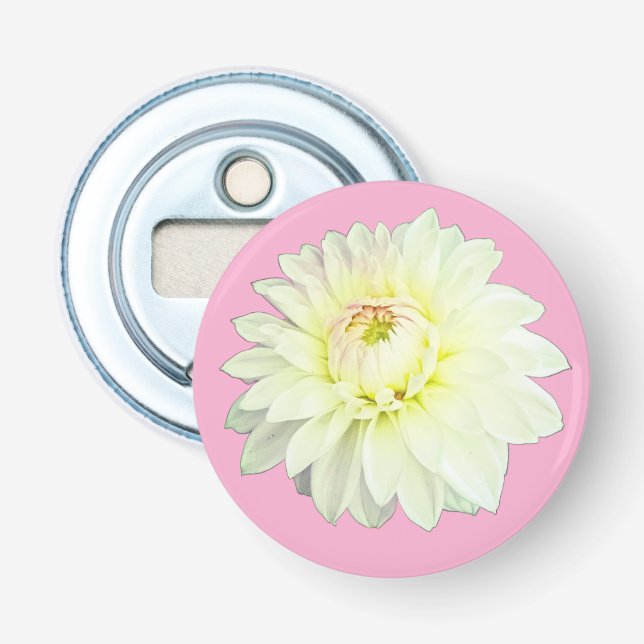 Rosa och vit blomma flasköppnare (Framsidan)