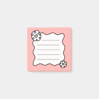 rosa och vit blomma hjärta, vågiga klisterlappar post-it block