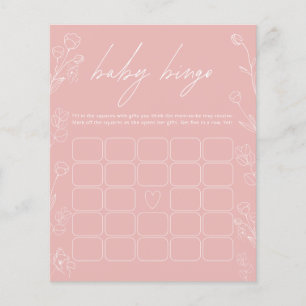 Rosa och vit Blommigt Bingo Baby Shower-spel