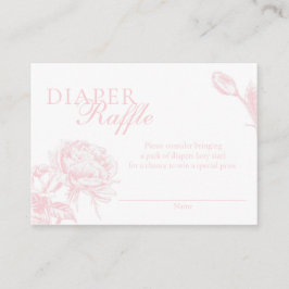 Rosa och vit Blommigt Diaper Raffle Tilläggskort