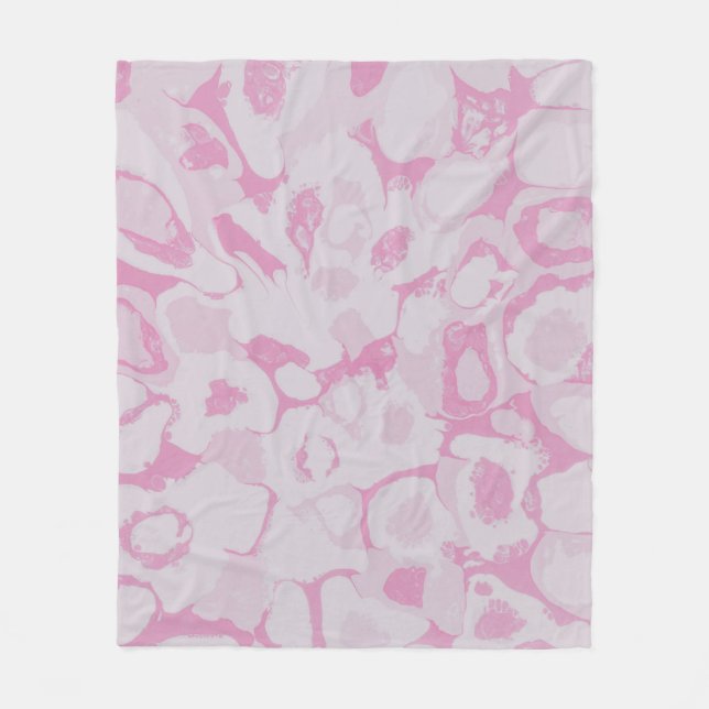 Rosa och vit blommigt fleecefilt (Framsidan)