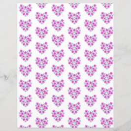 Rosa och vit Blommigt Hjärtar Skrapbok Papper