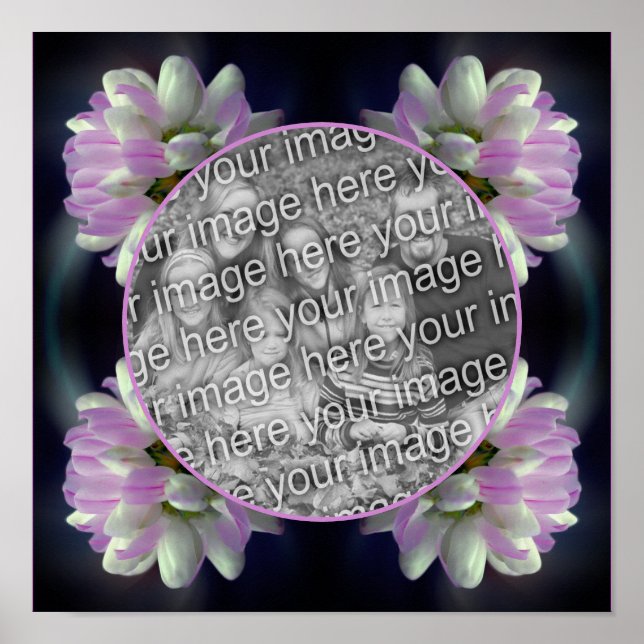 Rosa och vit blomster ram skapa din egen foto poster (Framsidan)
