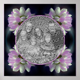 Rosa och vit blomster ram Skapa ditt eget foto Poster