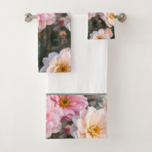 Rosa och vit blomsterhandduksuppsättning