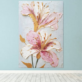 Rosa och vit blomstextur Abstrakt väggkonst Canvastryck