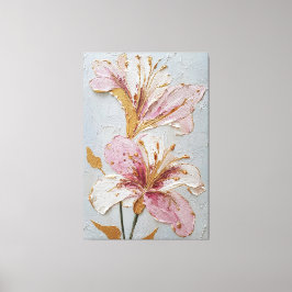 Rosa och vit blomstextur Abstrakt väggkonst Canvastryck