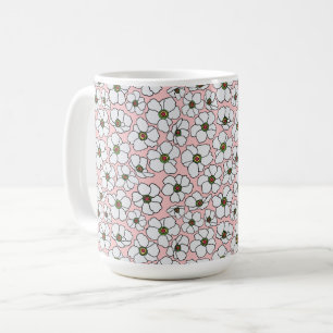 Rosa och vit boho blom- kaffemugg