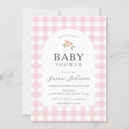 Rosa och vit buffalo-kontroll Play Baby Shower Inbjudningar