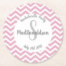 Rosa och vit chevron-monogram-fest