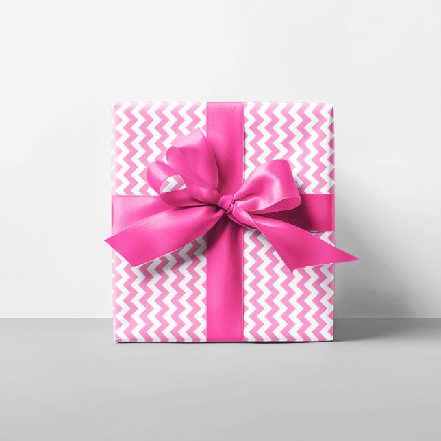 Rosa och vit Chevron Presentpapper (Pink and White Chevron Wrapping Paper)