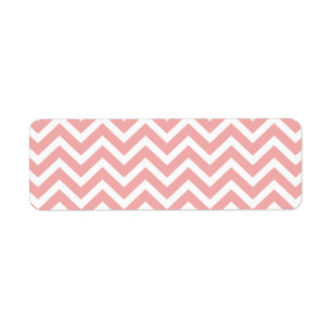 Rosa och vit Chevron Zig Zag Returadress Etikett