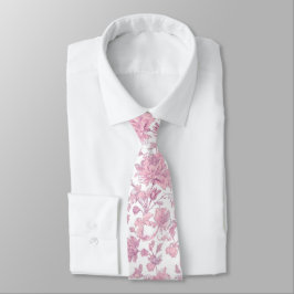 Rosa och vit chinoiserie blom-  slips