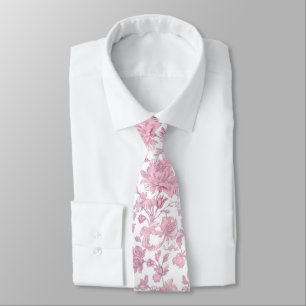 Rosa och vit chinoiserie blomster slips