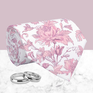 Rosa och vit chinoiserie blomster slips