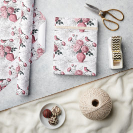 Rosa och vit chinoiserie toile-mönster presentpapper