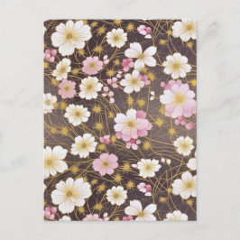 Rosa och vit Cosmos Chiyogami Vykort