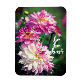 Rosa och vit Dahlia-blomma Motivational Magnet