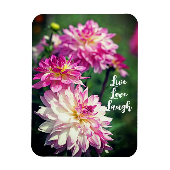 Rosa och vit Dahlia-blomma Motivational Magnet (Vertikal)