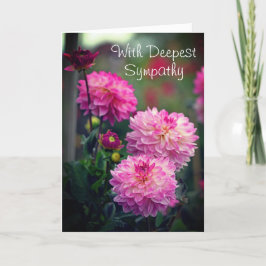 Rosa och vit Dahlia blomning med djup sympati Tack Kort
