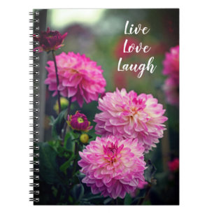 Rosa och vit Dahlia Flower Motivational Anteckningsbok