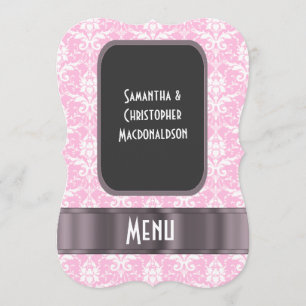 Rosa och vit dämpare, formell bröllop-meny meny