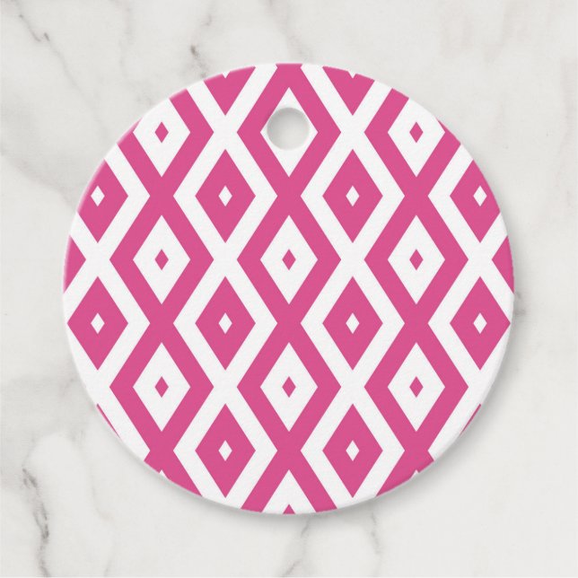 Rosa och vit diamant mönster gåvor etiketter (Framsida)