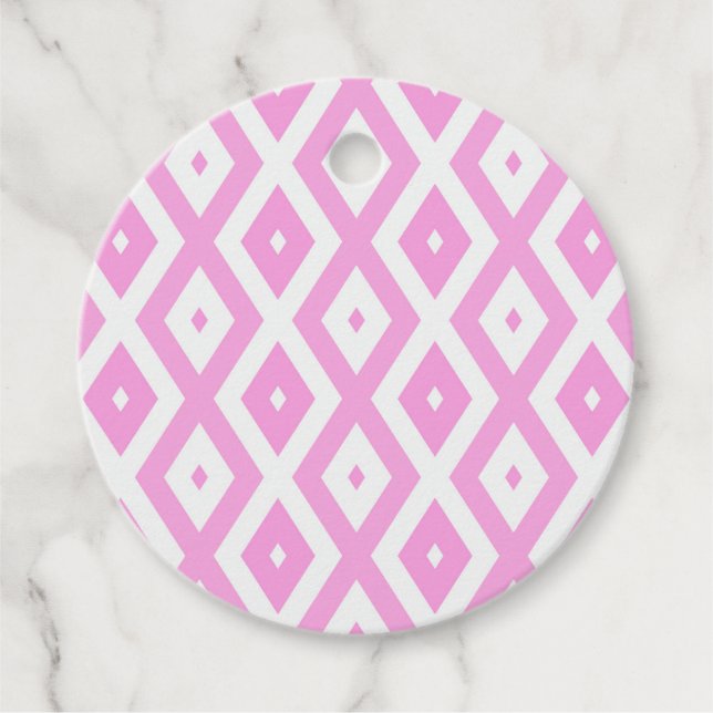 Rosa och vit diamant mönster gåvor etiketter (Framsida)
