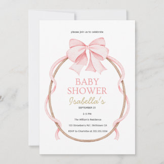 Rosa och vit elegant baby shower inbjudningar