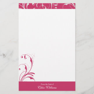 Rosa och vit Elegant, blommande Brevpapper