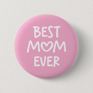 Rosa och vit fantasifull hjärta Bästa mamma någons Knapp