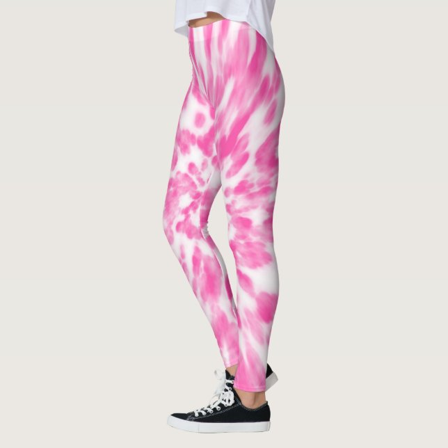 rosa och vit färgämne leggings (Vänster)