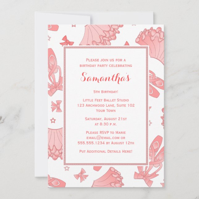 Rosa och vit Födelsedagsfest av lastpallar Inbjudningar (Framsida)