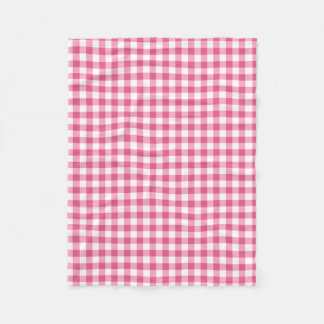 Rosa och vit Gingham Check Mönster Fleecefilt