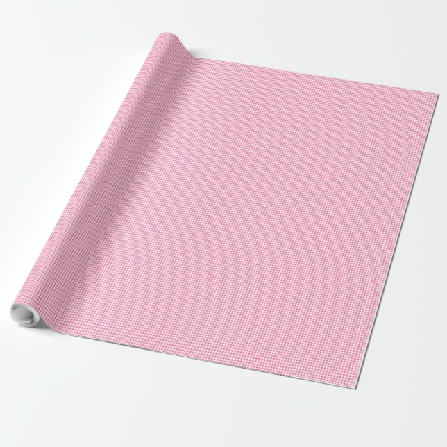 Rosa och vit gingham-inpackningspapper presentpapper (Utrullad)