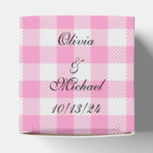 Rosa och vit Gingham presentask för anpassade fest