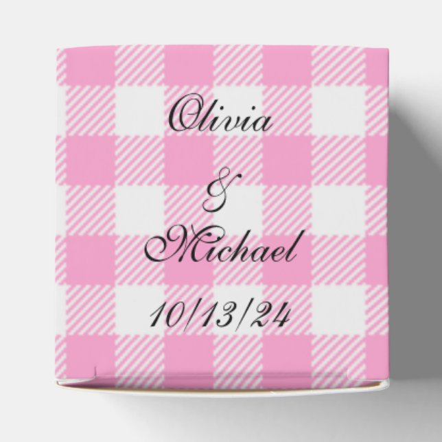 Rosa och vit Gingham presentask för anpassade fest (Överdel)