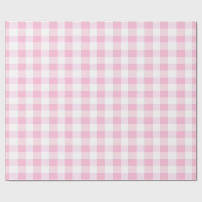 Rosa och vit Gingham presentpapper (Platt)