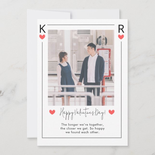 Rosa och vit glad Alla hjärtans dag semesterkort Inbjudningar (Framsida)