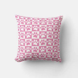 Rosa och vit Hund i kvadratAnpassningsbar Kudde