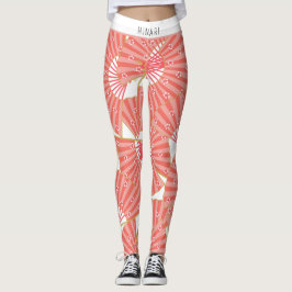 Rosa och vit japansk mönster leggings