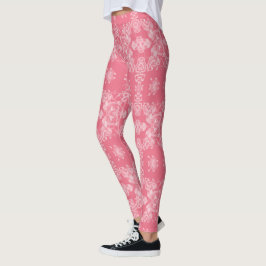 Rosa och vit kalejdoskopmönster leggings