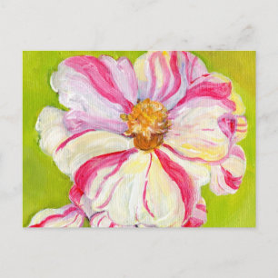 Rosa och vit kamellia om Lime Green Vykort