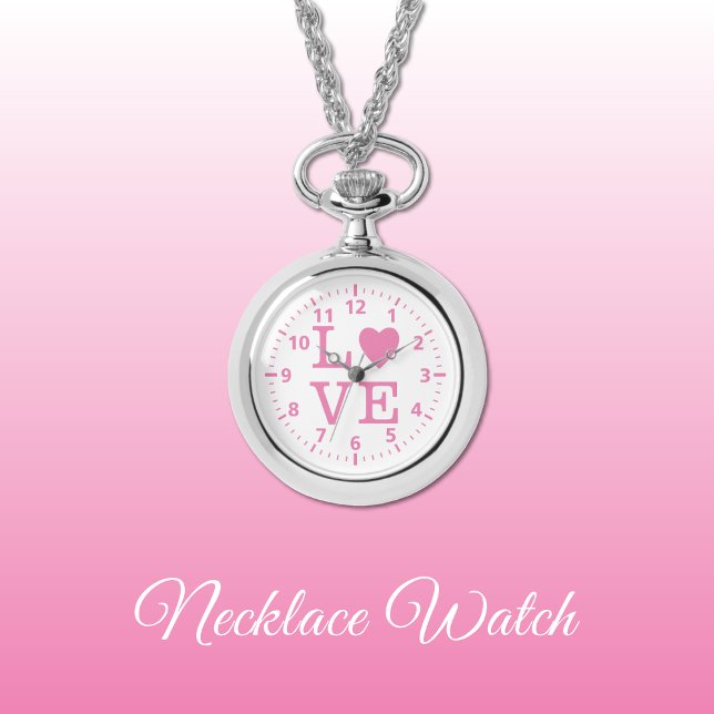 Rosa och vit Kärlek Necklace Watch Armbandsur (Skapare uppladdad)