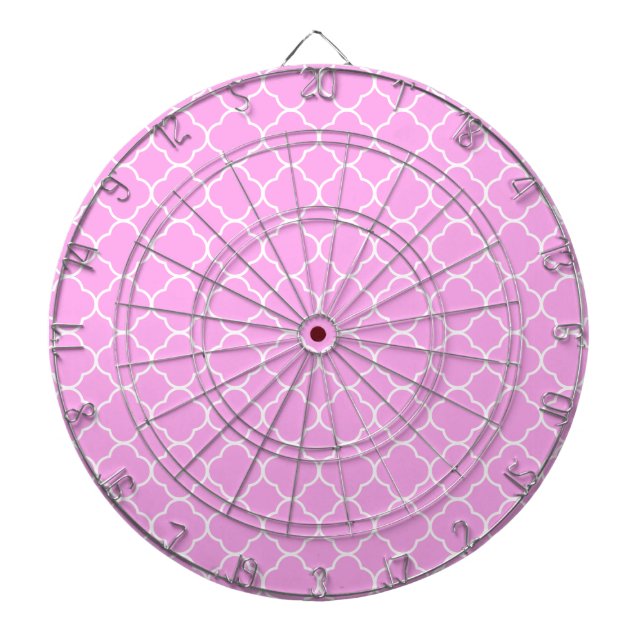 Rosa och vit kattrefoil Mönster Darttavla (Framsidan)